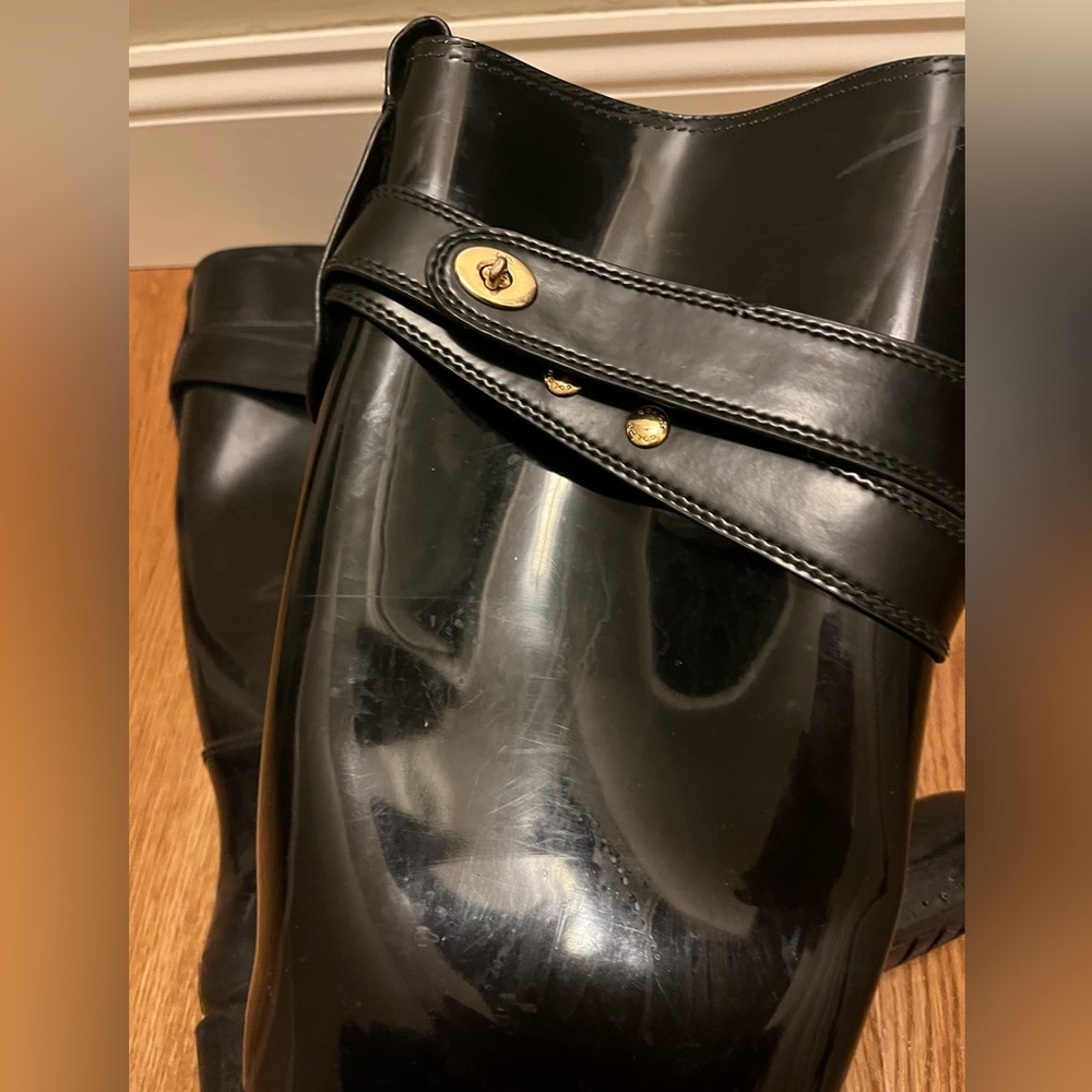Coach rain boots with gold hardware - Picture 3 of 7